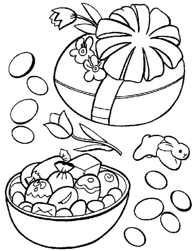 coloriage oeuf de paques garni de bonbons